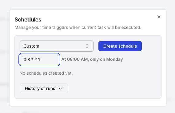 Custom scheduling