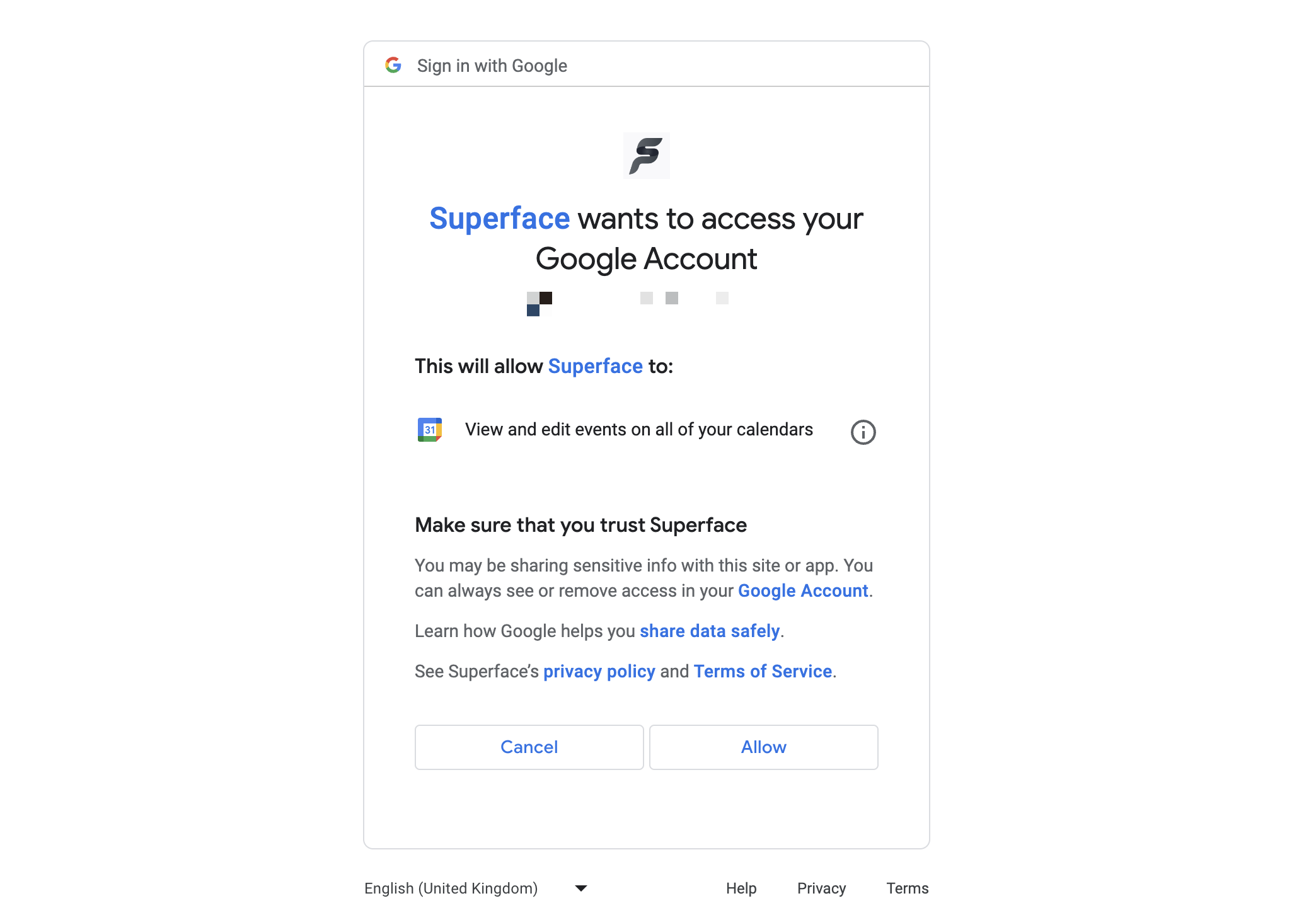 Authenticate the permissions on Google