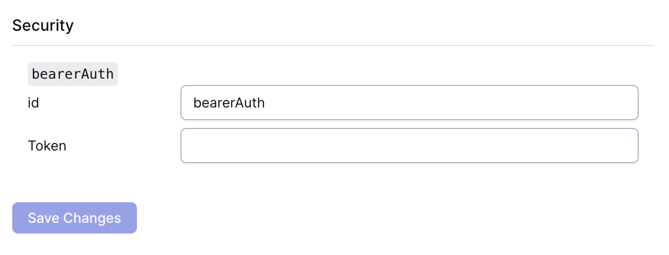 The config in Superface with the Token field