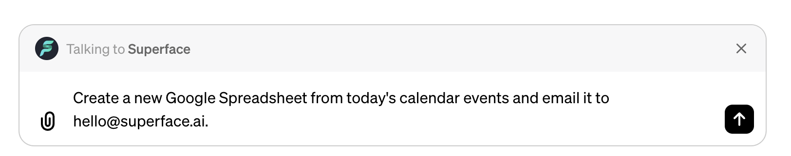 Messaging Superface in the ChatGPT message bar